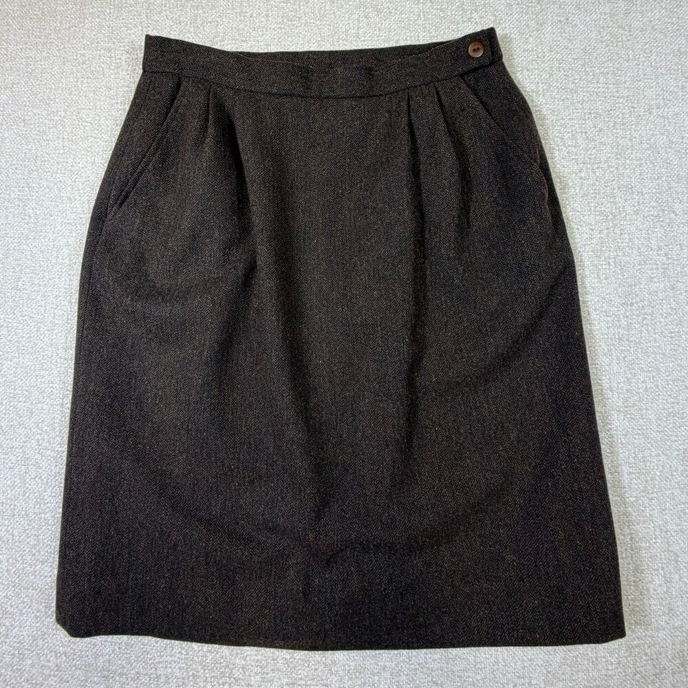 Pendleton Women's 10 Brown 100% Wool Pencil Skirt Classic Office Career Workwear